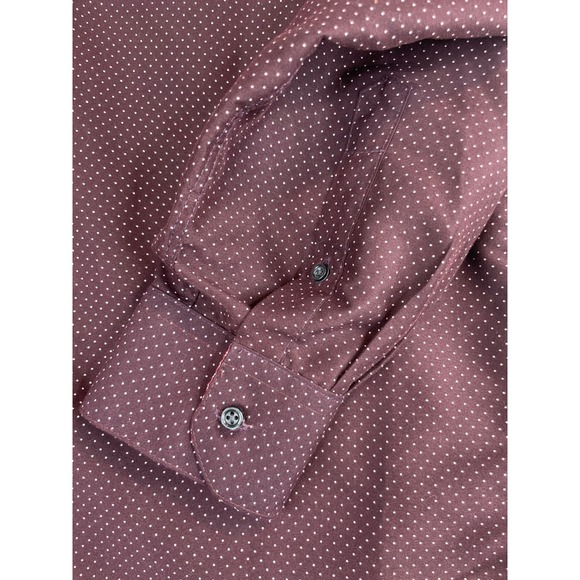 Society Threads Mens Slim Fit Burgundy Micro Dot Dress Shirt XXL - Picture 10 of 12